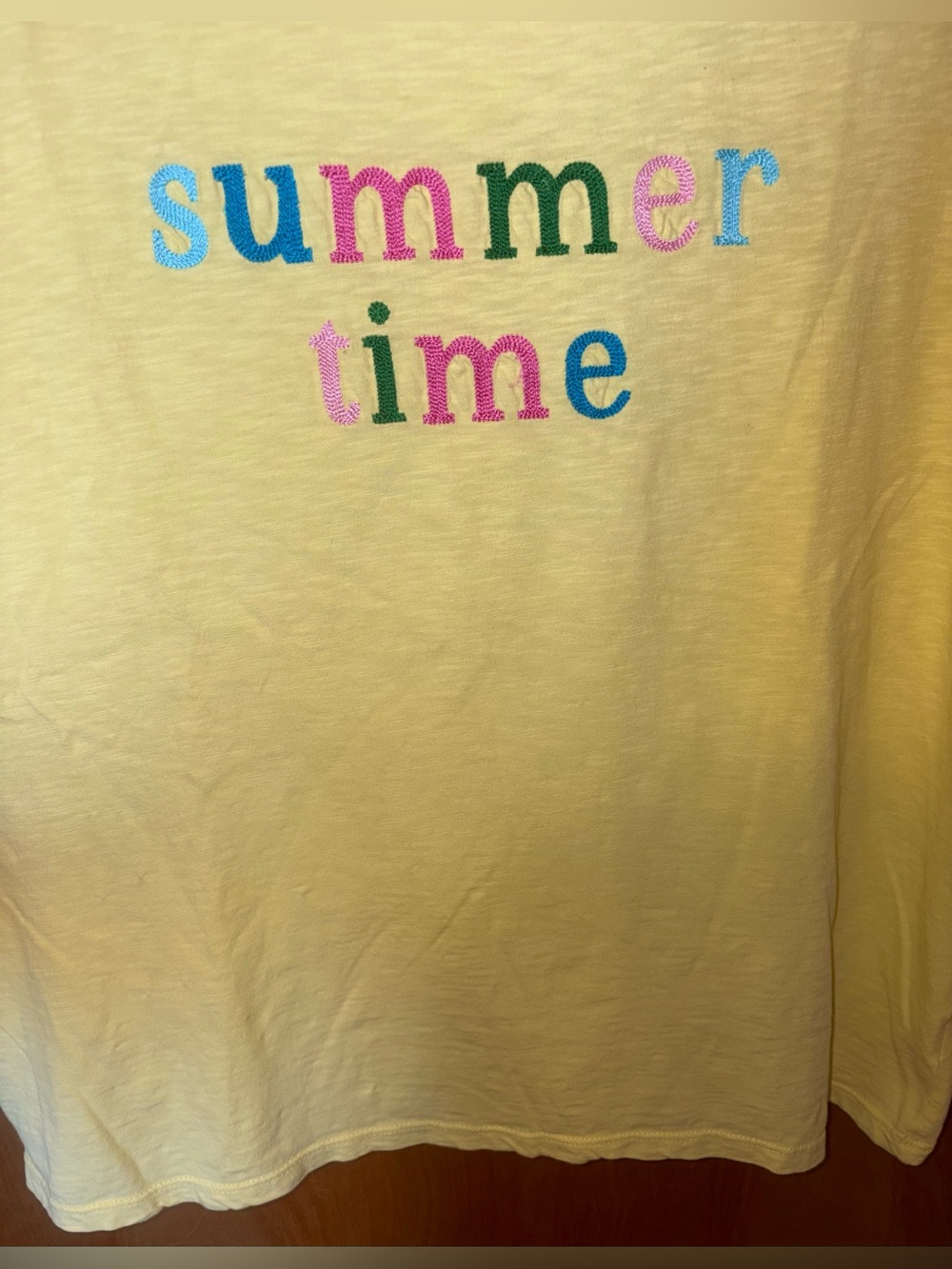 Talbots bright lemon yellow 100% cotton Summer Time tie sleeve t-shirt Size 1X - Picture 3 of 6